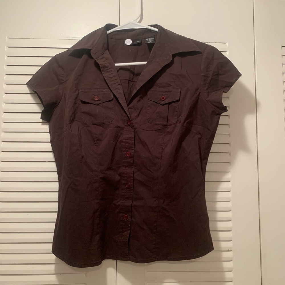 Brown button down shirt